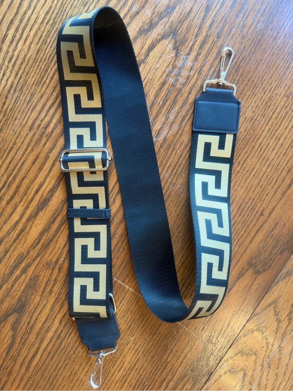 Versace Black and Cream Greek Key Adjustable Strap